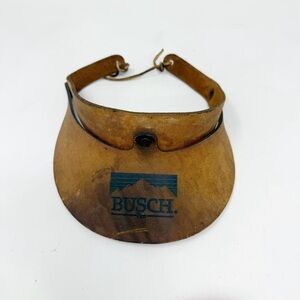 BUSCH Beer Visor Men's One Size Adjustable Strap Leather Hat Vintage Cap